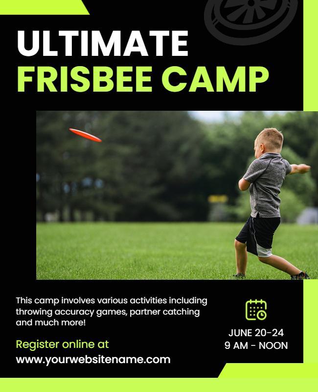 Dynamic Green Ultimate Frisbee Camp Poster Template