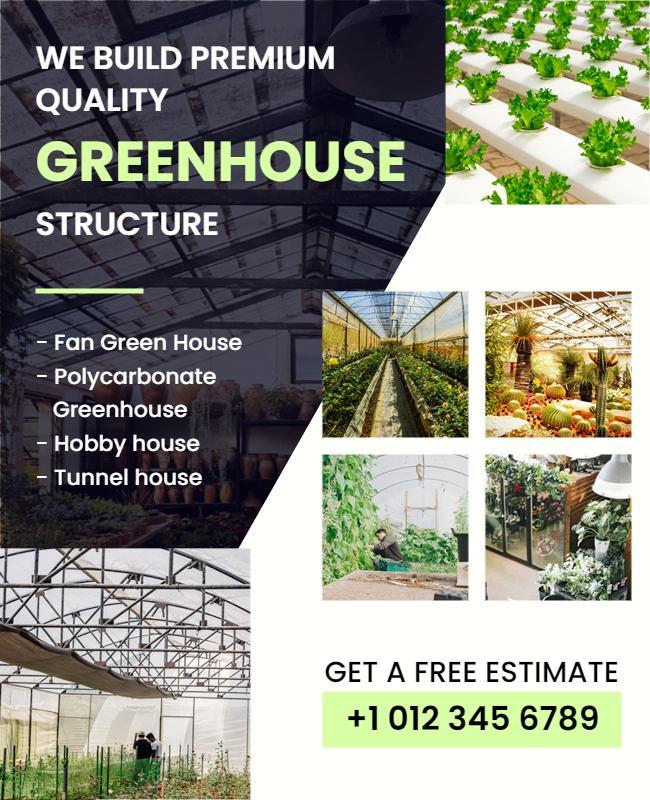 Dynamic Greenhouse Construction Services Offering Poster Template