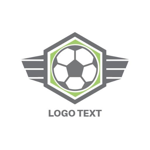 Dynamic Grey and Green Soccer Emblem with Winged Design Logo Template