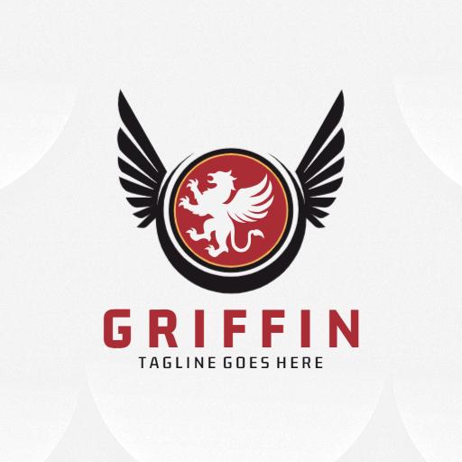 Dynamic Griffin Logo Featuring Bold Red and Black Elements Logo Template
