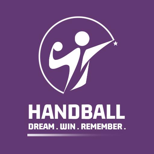 Dynamic Handball Players in Action with Inspirational Theme Logo Template
