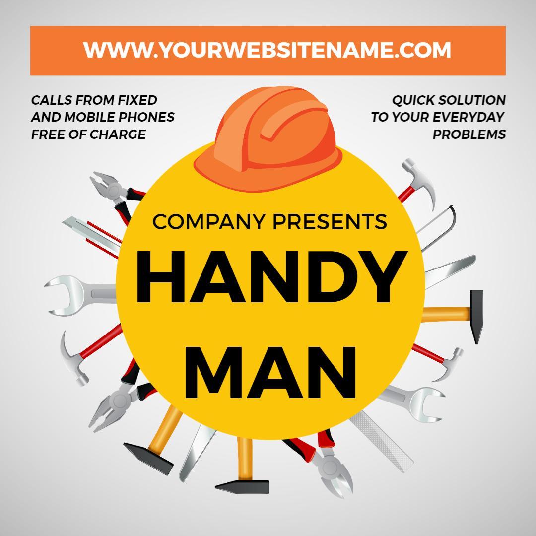 Dynamic Handyman Service with Tools and Quick Solutions Ad Template
