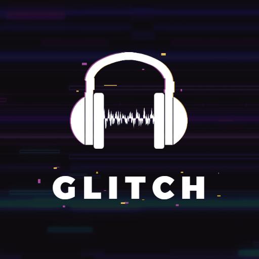 Dynamic Headphones Design Integrating Glitch Art Effects Logo Template
