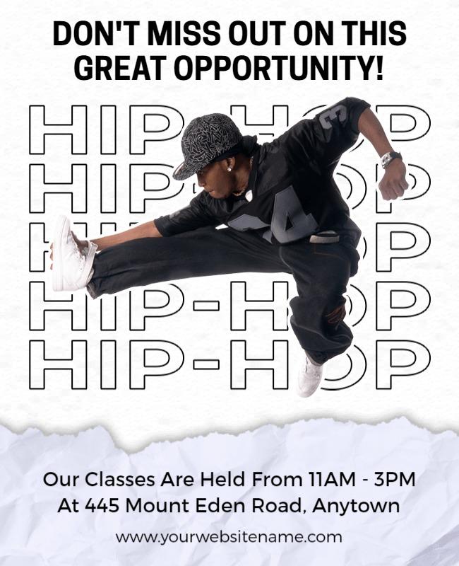 Dynamic Hip-Hop Dance Class Invitation Poster Template