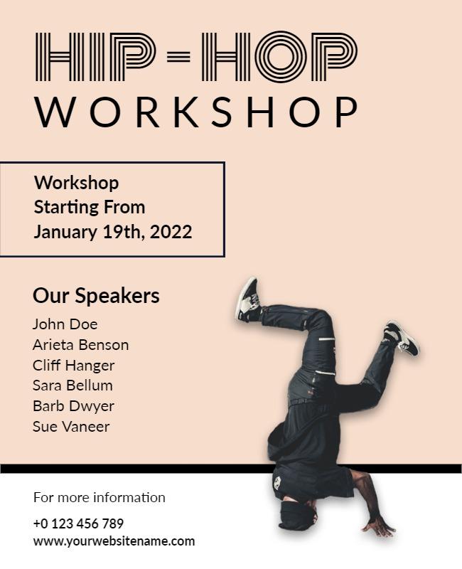 Dynamic Hip-Hop Dance Workshop Announcement Poster Template