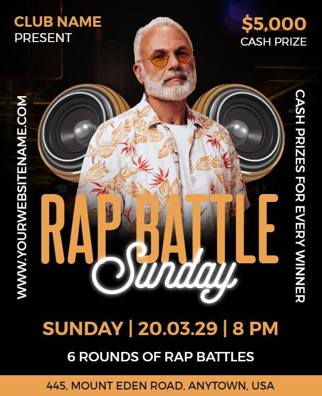 Dynamic Hip-Hop Rap Battle Competition Sunday Poster Template