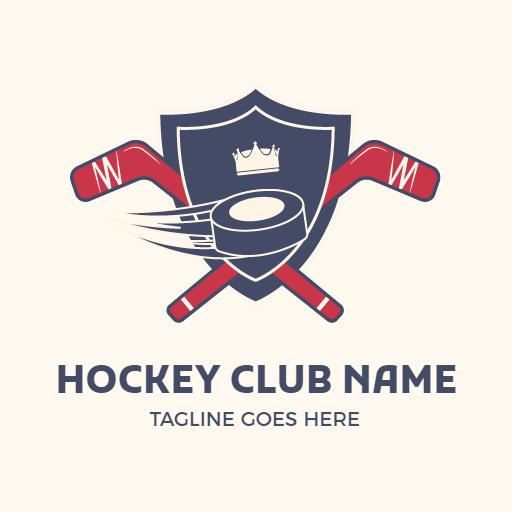 Dynamic Hockey Puck and Sticks Design for Team Logo Template