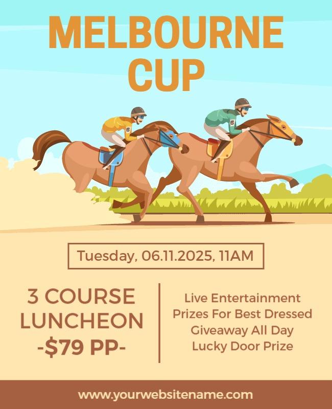 Dynamic Horse Racing Event Melbourne Cup Luncheon Poster Template