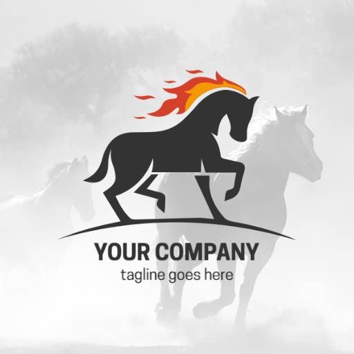 Dynamic Horse Running with Fiery Elements Logo Template