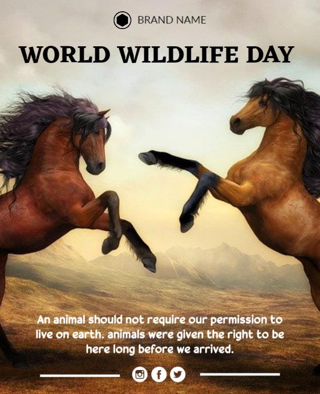 Dynamic Horses Wild Nature Conservation Awareness Poster Template