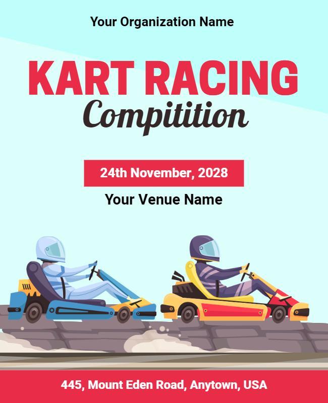 Dynamic Kart Racing Competition Illustration Poster Template