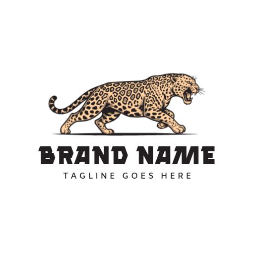 Dynamic Leopard Running in Nature Representing Jaguar Logo Template