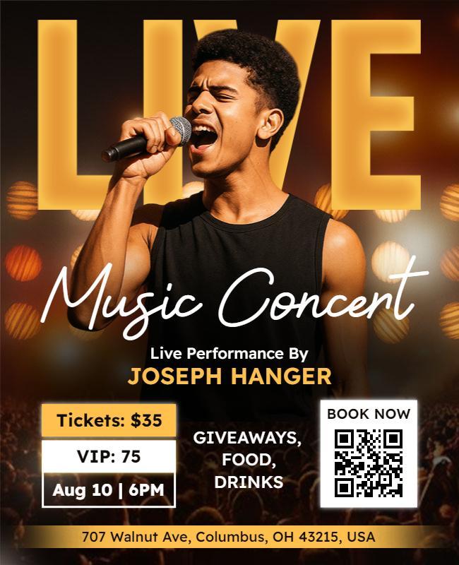Dynamic Live Music Concert with Vocal Performer Flyer Template