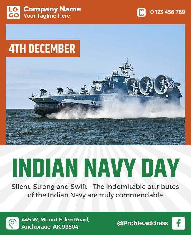Dynamic Maritime Tribute for Indian Navy Day Poster Template