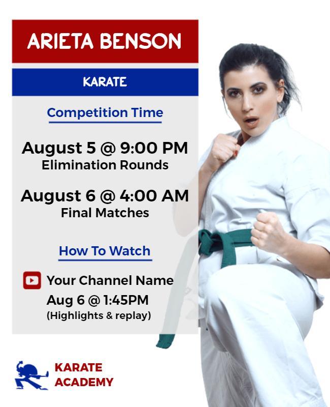 Dynamic Martial Arts Competition Schedule Poster Template