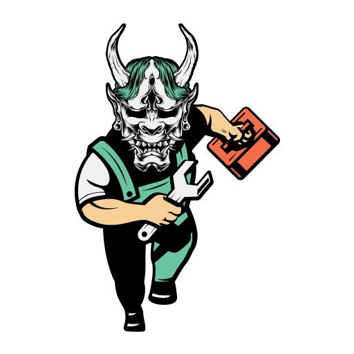 Dynamic Mechanic Mascot with Wrench and Toolbox Logo Template