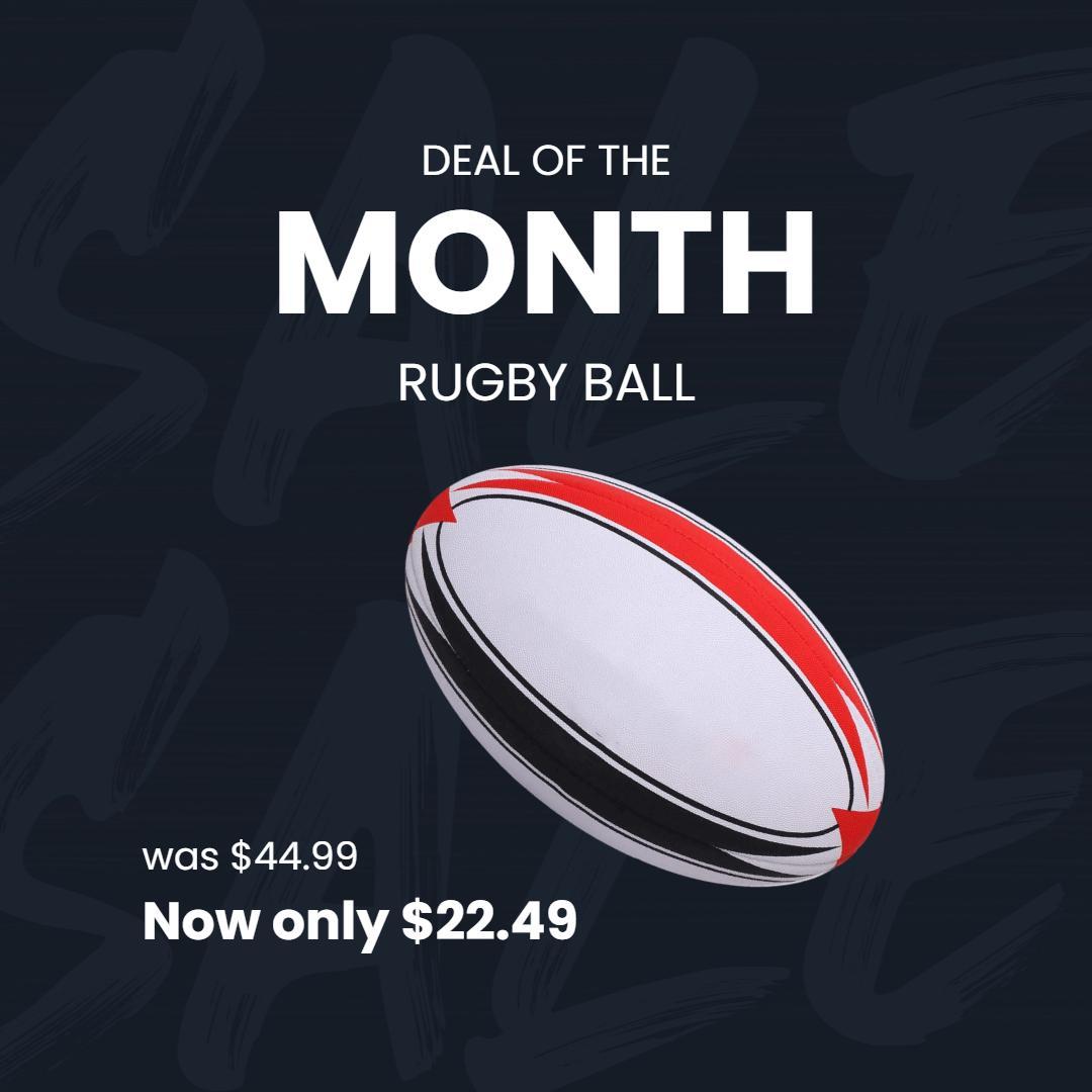 Dynamic Monthly Rugby Ball Deal Promotion Ad Template