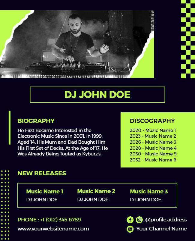 Dynamic Neon Green Electronic Music DJ Poster Template