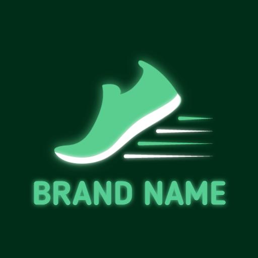 Dynamic Neon Green Shoe Symbolizing Speed and Activity Logo Template