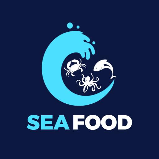 Dynamic Ocean Wave Illustrating Fresh Seafood Logo Template