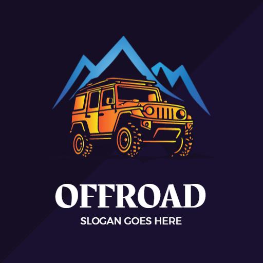 Dynamic Off Road Adventure with Mountain Landscape Logo Template