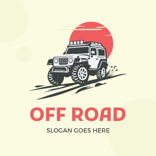 Dynamic Off Road Vehicle Racing Through a Sunset Landscape Logo Template