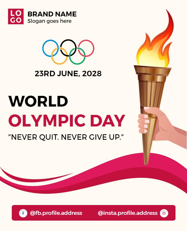 Dynamic Olympic Flame Theme for World Olympic Day Poster Template