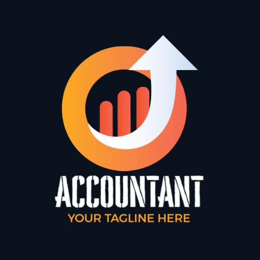 Dynamic Orange and Black Accountant Growth Strategy Logo Template