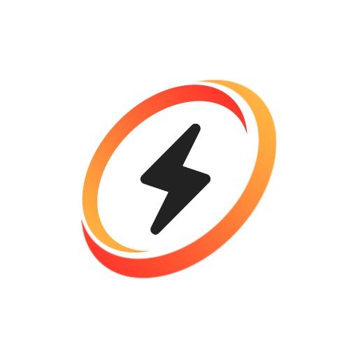 Dynamic Orange and Black Power Symbol Showcasing Electronics Logo Template