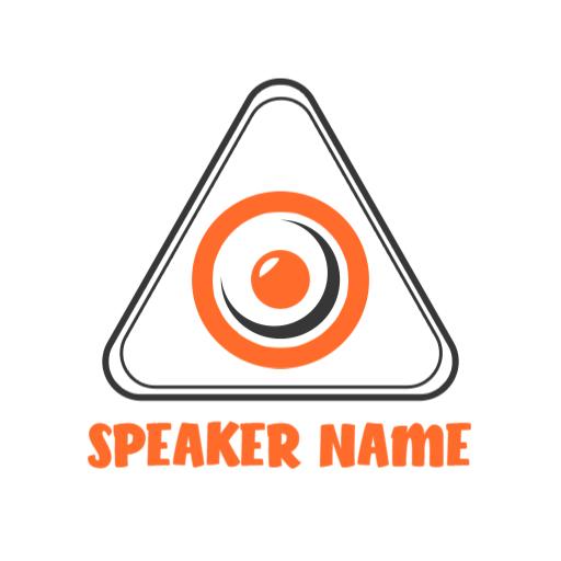 Dynamic Orange and Black Speaker Design with Bold Logo Template
