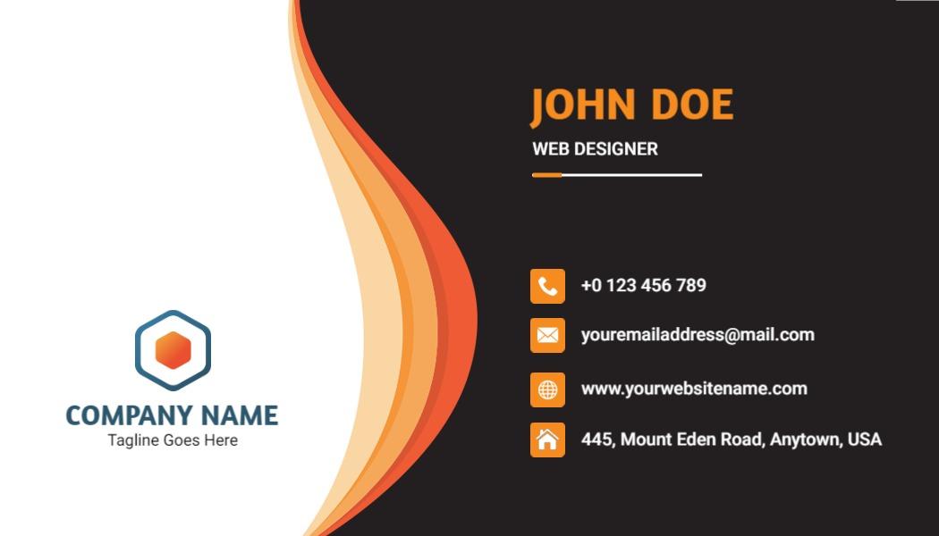 Dynamic Orange and Black Web Designer Business Card Template