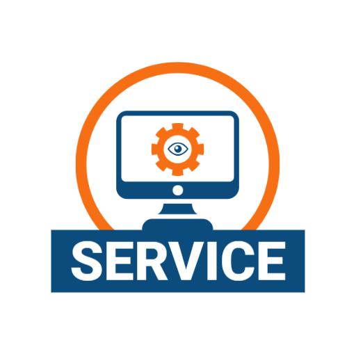 Dynamic Orange and Blue Computer Service Logo Template