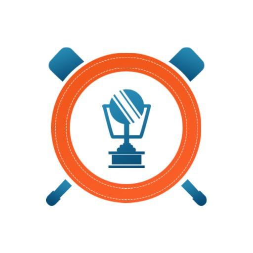 Dynamic Orange and Blue Cricket Team Trophy Logo Template