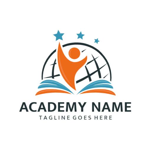Dynamic Orange and Blue Design Representing Educational Academy Logo Template