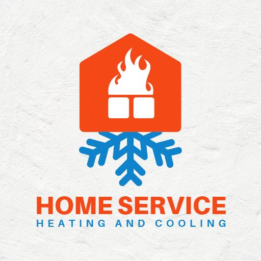 Dynamic Orange and Blue Design Representing HVAC Services Logo Template