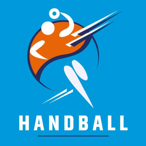 Dynamic Orange and Blue Handball Player in Motion Logo Template