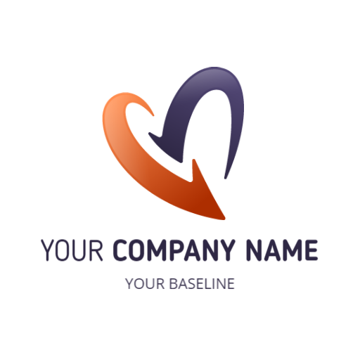 Dynamic Orange and Purple Heart Design for Company Logo Template
