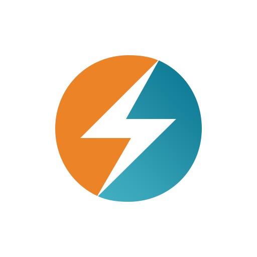 Dynamic Orange and Teal Lightning Symbol in Electronics Logo Template