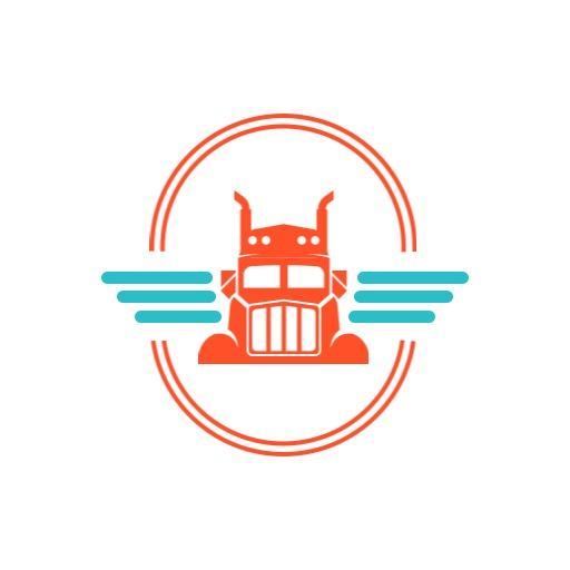 Dynamic Orange and Teal Truck Design for Transportation Logo Template