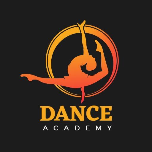 Dynamic Orange and Yellow Dance Academy Logo Design Template