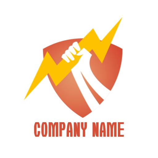 Dynamic Orange and Yellow Energy Shield with Lightning Bolt Logo Template