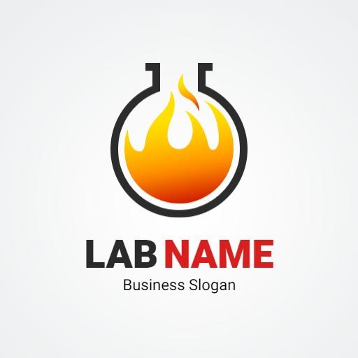 Dynamic Orange and Yellow Flame in a Lab Theme Logo Template