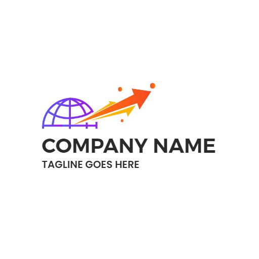 Dynamic Orange Arrow Illustrating Global Transportation Network Logo Template