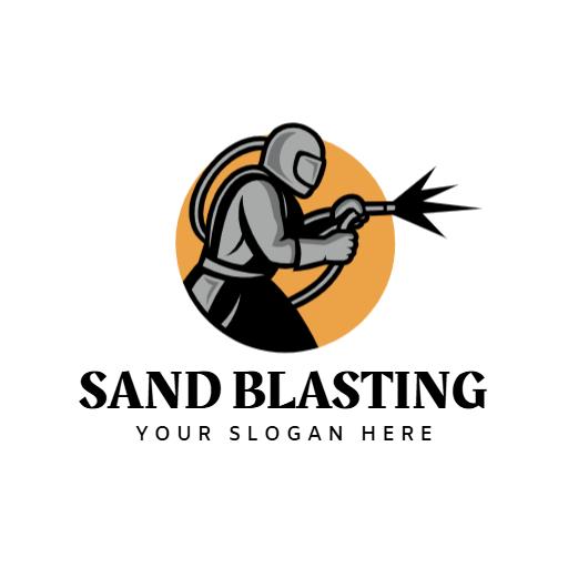 Dynamic Orange Background Showcasing Sand Blasting Services Logo Template