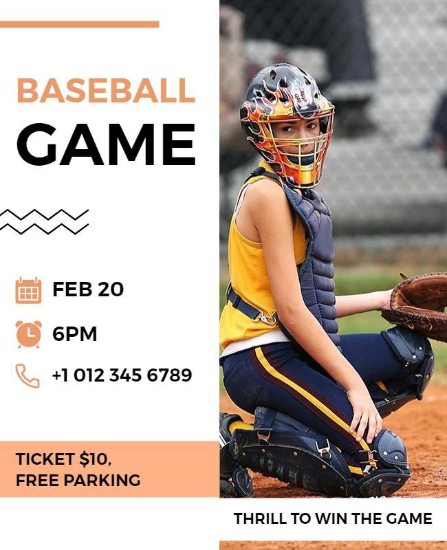 Dynamic Orange Baseball Game Night Poster Template