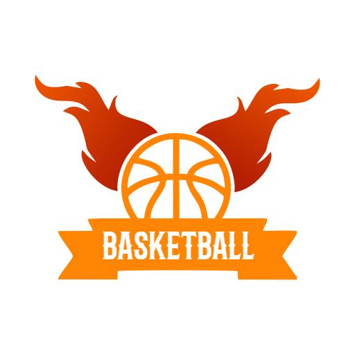 Dynamic Orange Basketball Ball with Fiery Wings Logo Template