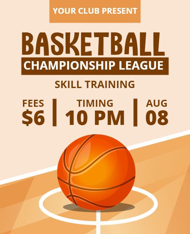 Dynamic Orange Basketball Championship Skill Training Poster Template