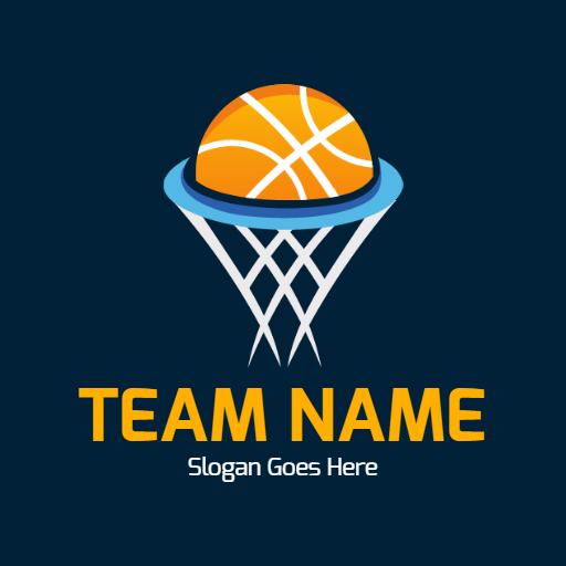 Dynamic Orange Basketball in a Hoop Inspiring Team Spirit Logo Template