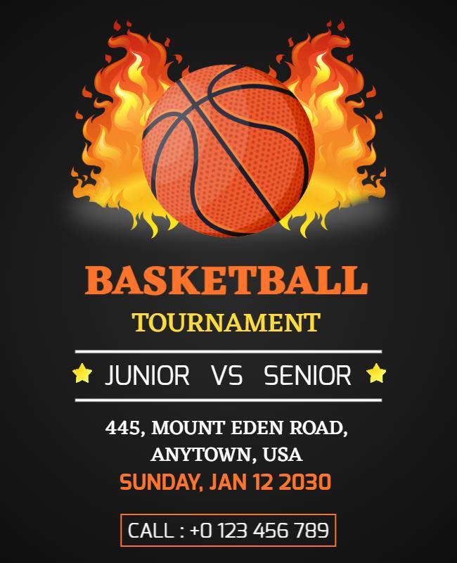 Dynamic Orange Basketball Tournament Challenge Poster Template