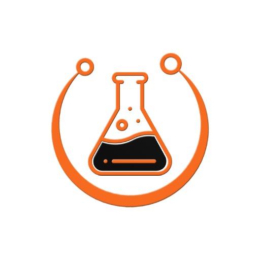 Dynamic Orange Beaker Design Showcasing Scientific Exploration Logo Template
